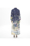 Navy Blue Print Halter Neck Rope Belt Maxi Length Dress - 6