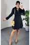 Women's Long Sleeve Neckline and Cuffs Plush Detail Zipper Low-Cut Mini Dress - 8