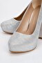 Women's Platform Heeled Shoes Silver Striped - 3