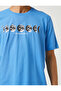 Space Printed T-Shirt Crew Neck Slogan Detailed Cotton - 5