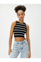 Crop Ribbed Undershirt Basic Halter Neck - 3