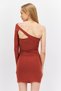 Women Cutout Detail One Sleeve Mini Dress, Orange - 3