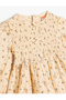 Muslin Dress with Bow Detail, Long Sleeves, Crew Neck, Elastic Cuffs, Cotton - 3