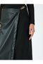 Metal Detailed Faux Leather Detailed Double Breasted Midi Skirt - 5
