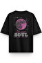 تيشيرت Lunar Soul Back مطبوع Semi قصة فضفاضة باللون الأسود 1291