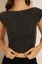 Women's Black Gold Glittery Backless Crop Blouse Dm8001 - 4