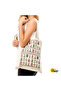 Strap Cream Color Tote Cloth Bag, - 6