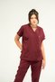 Core Flex Luxury Lycra Unisex Medical Burgundy Top and Bottom Set Doctor Nurse Uniform Scrubs - 3