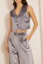 Women's Anthracite Velvet Crop Vest Dm7005 - 4