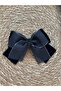Automatic Buckle. Double Bow, Black Velvet and Glittery Black Linen Ribbon.
