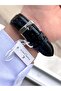 Black Leather Cord Men's Wristwatch 30 Mt Waterproof Tiger Eye Bracelet - 5