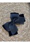 Automatic Buckle. Double Bow, Black Velvet and Glittery Black Linen Ribbon. - 2