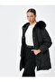 Long Quilted Coat with Hood and Faux Fur Detail with Pockets - 2