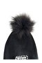 Women's Beanie with Fur Pompom and Pearl Stones - 2