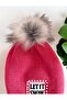 Women's Beanie with Fur Pompom and Pearl Stones - 2