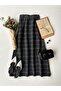 Long Black Color Tweed Skirt