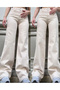 Cream Wide Leg Trousers Palazzo Jeans - 2