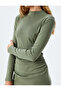 Cotton Long Sleeve Stand Collar Mini Pencil Dress - 5