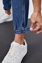 Men's Dark Blue Baggy Fit Comfortable Fit Pants with Elastic Legs and Velcro - 5