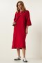 Polo Collar Oversize Knitwear Dress Red Lyy0073