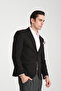 Grande Men's Black Cashmere Fabric Mono Collar Slim Fit Sports Blazer Jacket - 2