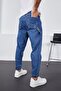 Men's Dark Blue Baggy Fit Comfortable Fit Pants with Elastic Legs and Velcro - 2