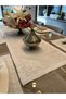 Royal 13 Piece 6-Person Linen Textured French Lace Silver Glitter White American Placemat and Napkin Set - 6