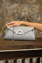 Women's Silver Glitter Evening Dress, Clutch Evening Bag - 2