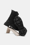 Women's Black Leather Thermo Sole Embroidered Tile Patterned Lace up and Zippered Boots - 5