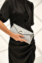Women's Silver Glitter Evening Dress, Clutch Evening Bag