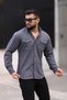 Men's Smoked Slim Fit Double Pocket Detailed Knitted Shirt - 2