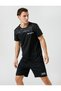 Sports T-Shirt Camouflage Detailed Slogan Printed Crew Neck
