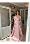 One Sleeve Shiny Satin Kiloş Long Evening Dress Wedding Engagement Graduation