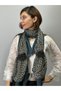 180X25 cm Floral Rose Knitwear Chiffon Design Women's Scarf Blue - 4