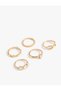 Stone Detailed 5-Piece Ring Set - 2