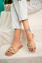 Women's Daily Comfortable Nude Gold Buckle Thin Sole Beach Slippers - 2