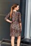 Leopard Slit Square Neck Dress - 4