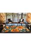 Yellow Orange Rose Patterned Washable Carpet Miravip8216 - 4