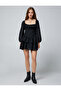 Mini Dress Square Neck Balloon Sleeves Textured Flounce - 3
