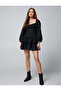 Mini Dress Square Neck Balloon Sleeves Textured Flounce - 2