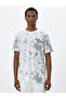Slogan Printed T-Shirt with Abstract Detail Crew Neck Short Sleeve - 3