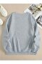 Christmas New Year Santa Claus Printed Crew Neck Oversize Black Gray Sweatshirt - 4