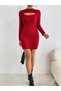 Women's Long Sleeve Semi Turtleneck Window Chest Detail Mini Knitwear Dress - 5