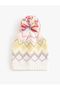 Beanie with Pattern and Pompom Detail