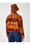 Plush Sweatshirt Ethnic Patterned Long Sleeve with Zipper Collar - 4