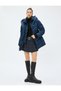 Puffer Jacket Hooded Stand Collar Zipper Pocket Detailed