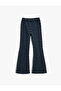 Flared Leg Trousers with Elastic Waist
