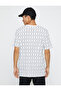 Basic T-Shirt Crew Neck Slogan Printed Geometric Pattern - 4