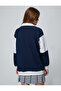 Oversize College Sweatshirt Polo Neck Printed Buttons - 4