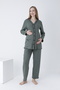 Pregnancy Pajamas Set with Front Button Adjustable Waist Sleeves and Ruffle Detail